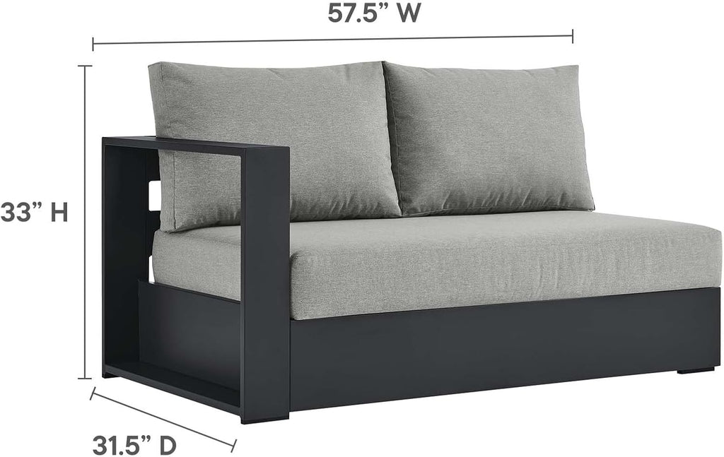 Modway Tahoe Aluminum 3-Piece Outdoor Patio Furniture Gray, Modular Sectional Sofa Set with Weather-Resistant Cushions, Ideal for Deck, Backyard Poolside