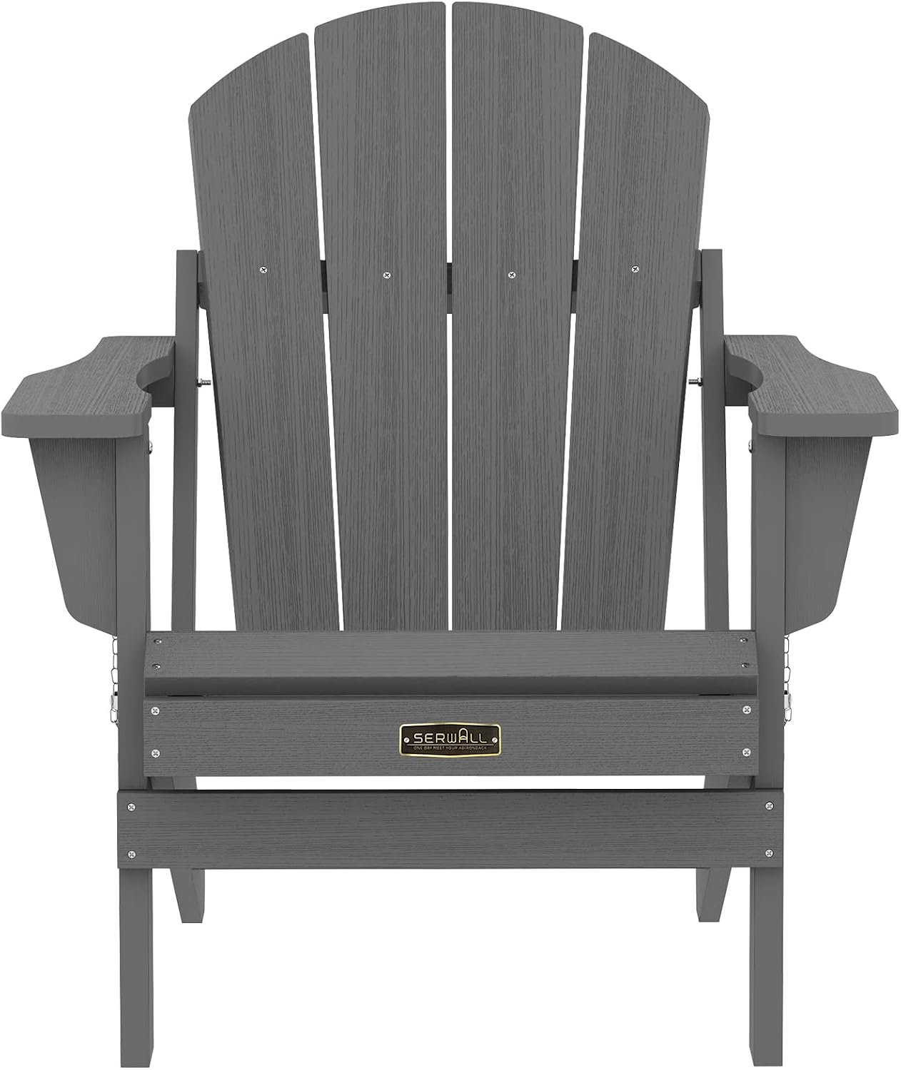 SERWALL Folding Adirondack Chair Set of 6 Weather Resistant Patio Chairs with Wood Texture Fire Pit Chairs- (Folding Gray)
