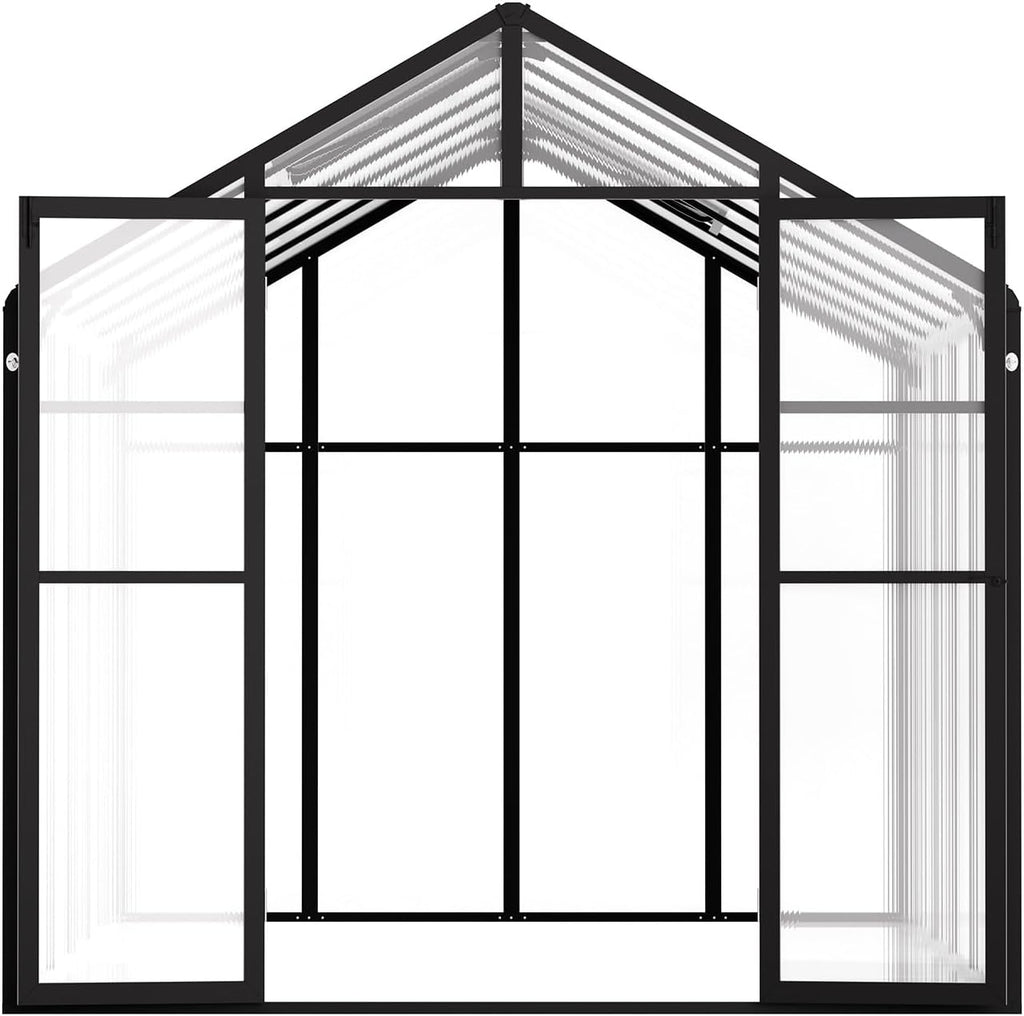 VEVOR Polycarbonate Greenhouse, 8 x 12 Ft, Outdoor Greenhouse with 2 Vent Windows, Pavilion Styled with Hinged Door, Aluminum Large Walk-in Greenhouse Kit for Outside Garden Backyard