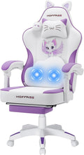 HOFFREE Gaming Chair for Girls with Cat Ears Massage Lumbar Computer Chair Game Chairs for Adults