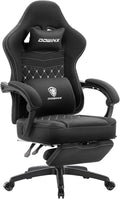 Dowinx Gaming Chair Breathable Fabric Game Chair with Gel Pad and Storage Bag, Comfortable Gamer Chair with Pocket Spring Cushion,Ergonomic Computer Chair with Footrest,Black and White