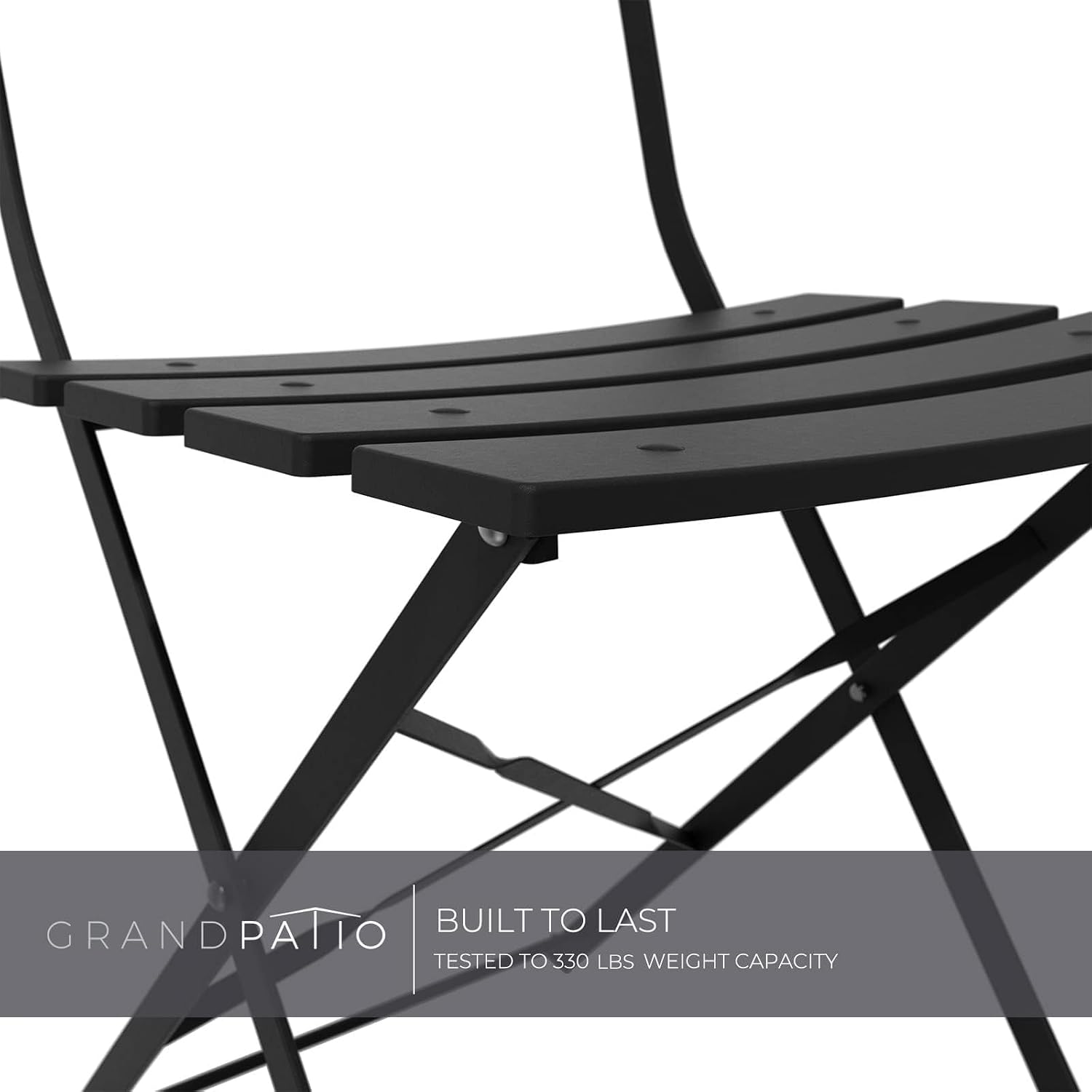 Grand patio Premium Frame Patio Bistro Set, Folding Outdoor Patio Furniture Sets, 3-Piece Patio Table and Chairs Set, Black