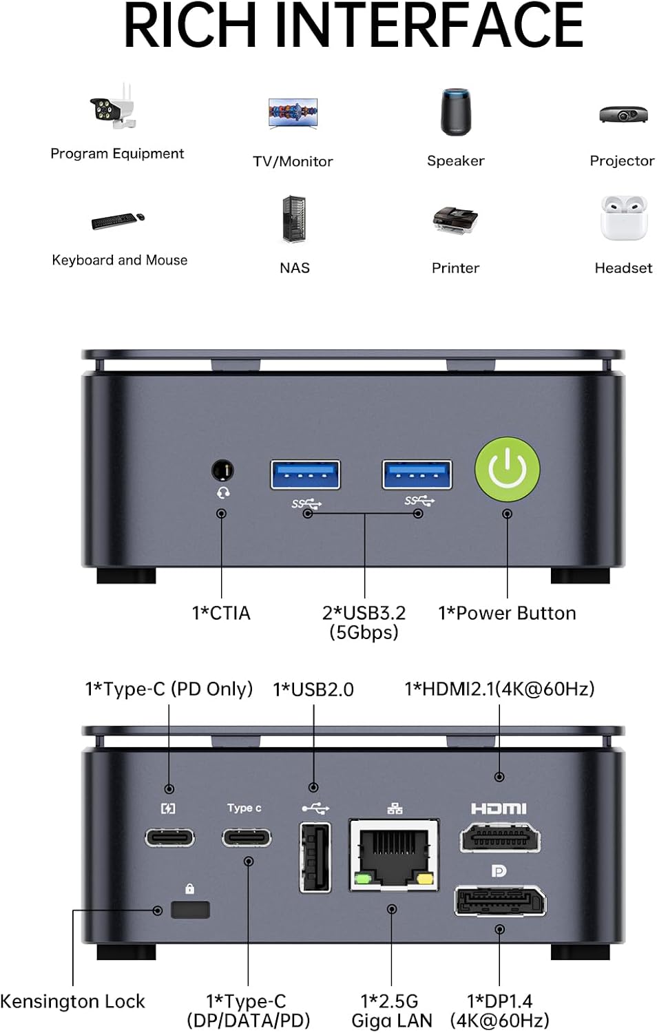 GMKtec Mini PC Ryzen 5 3500U 1TB SSD 16GB(8 * 2) DDR4 2.5GbE NIC LAN Office Home Desktop Computers, HTPC Proxmox, HDMI 2.1, USB-C, DP Triple 4K Display Nucbox G10 Black