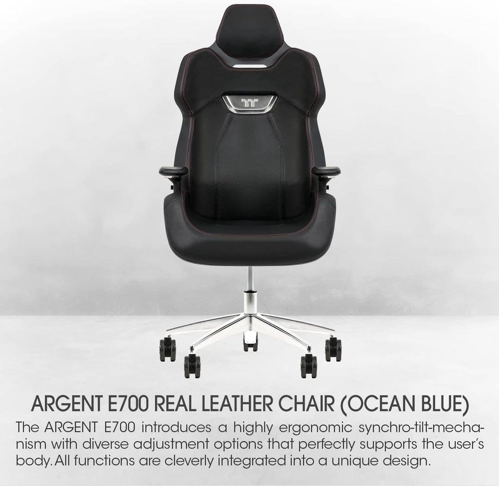 Thermaltake Argent E700 Real Leather Gaming Chair (Space Gray) Designed by Studio F∙A∙Porsche, GGC-ARG-BSLFDL-01 18.89D x 24.4W x 54.32H in