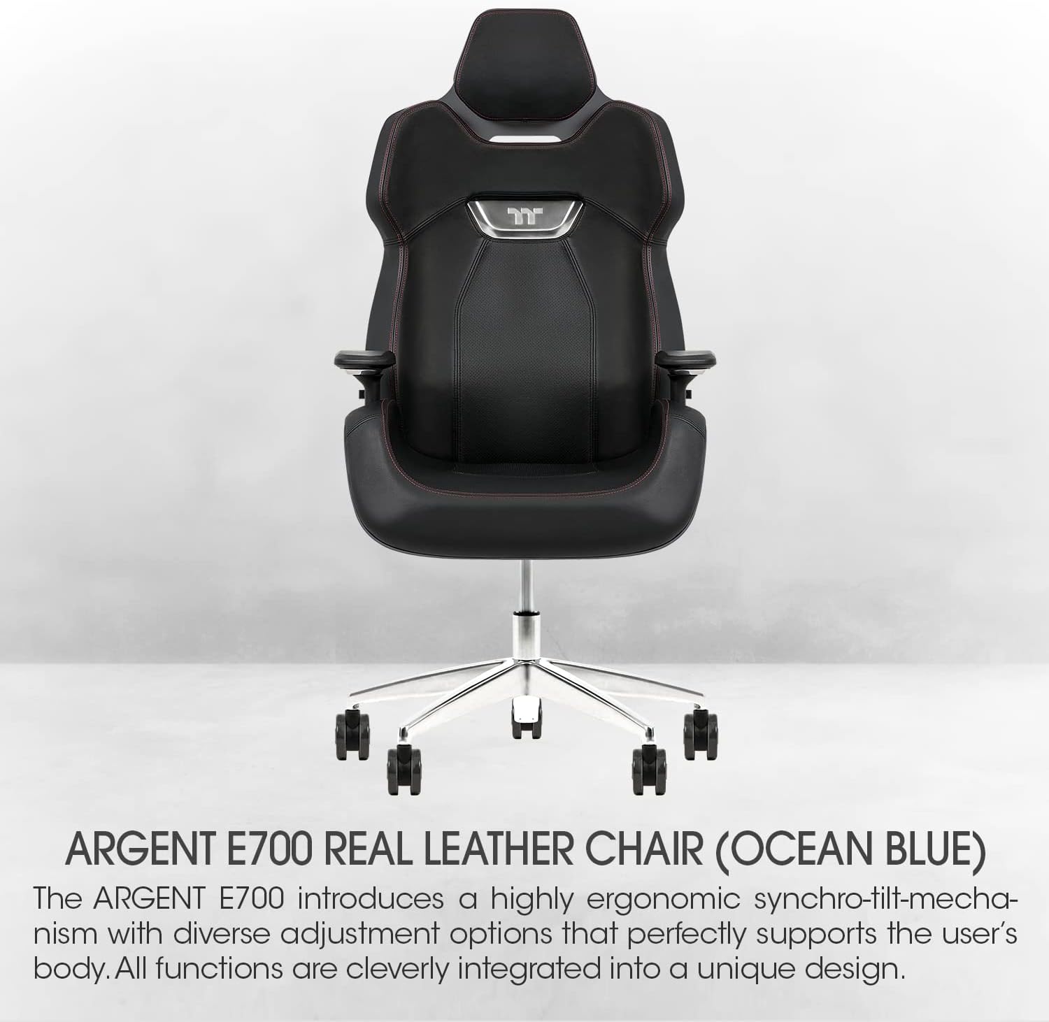 Thermaltake Argent E700 Real Leather Gaming Chair (Space Gray) Designed by Studio F∙A∙Porsche, GGC-ARG-BSLFDL-01 18.89D x 24.4W x 54.32H in