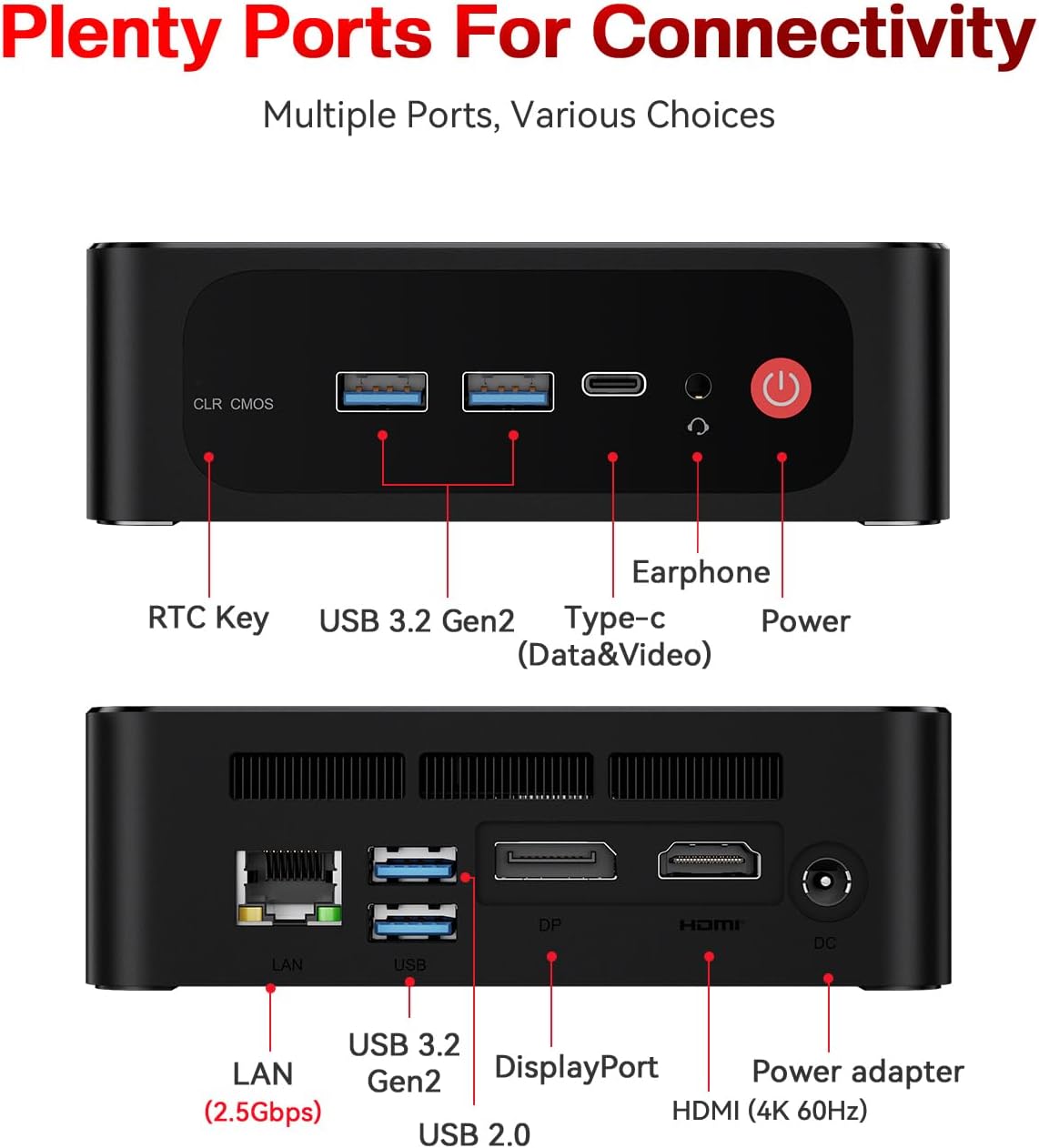 Beelink SER5 Pro Mini PC, AMD Ryzen 5 5625U(Up to 4.3GHz) 6C/12T, Mini Desktop Computer 16GB DDR4 RAM 500GB NVMe SSD, Small Gaming PC 4K@60Hz Output/BT5.2/WiFi 6 for Gaming/Office/Home