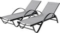 Shintenchi Patio Chaise Lounge Set of 2, Pool Chaise Lounge with Arm,Outdoor Lounge Chair with 5 Adjustable Backrest,Sunbathing Recliner,Beach Chair,Pool Chairs,Light Grey