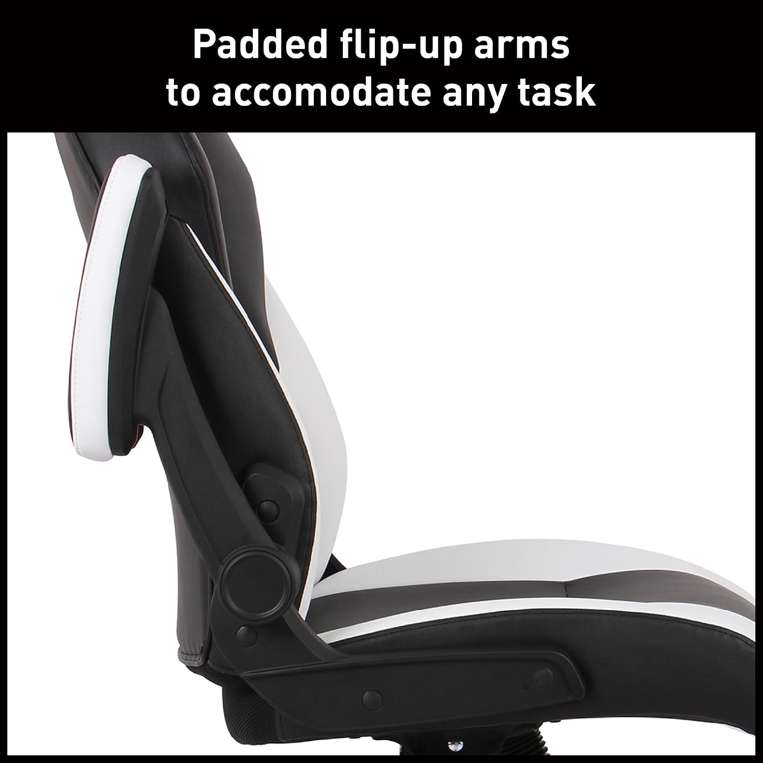 Realspace RS Gaming™ RGX Faux Leather High-Back Gaming Office Chair, Black/White, BIFMA Compliant