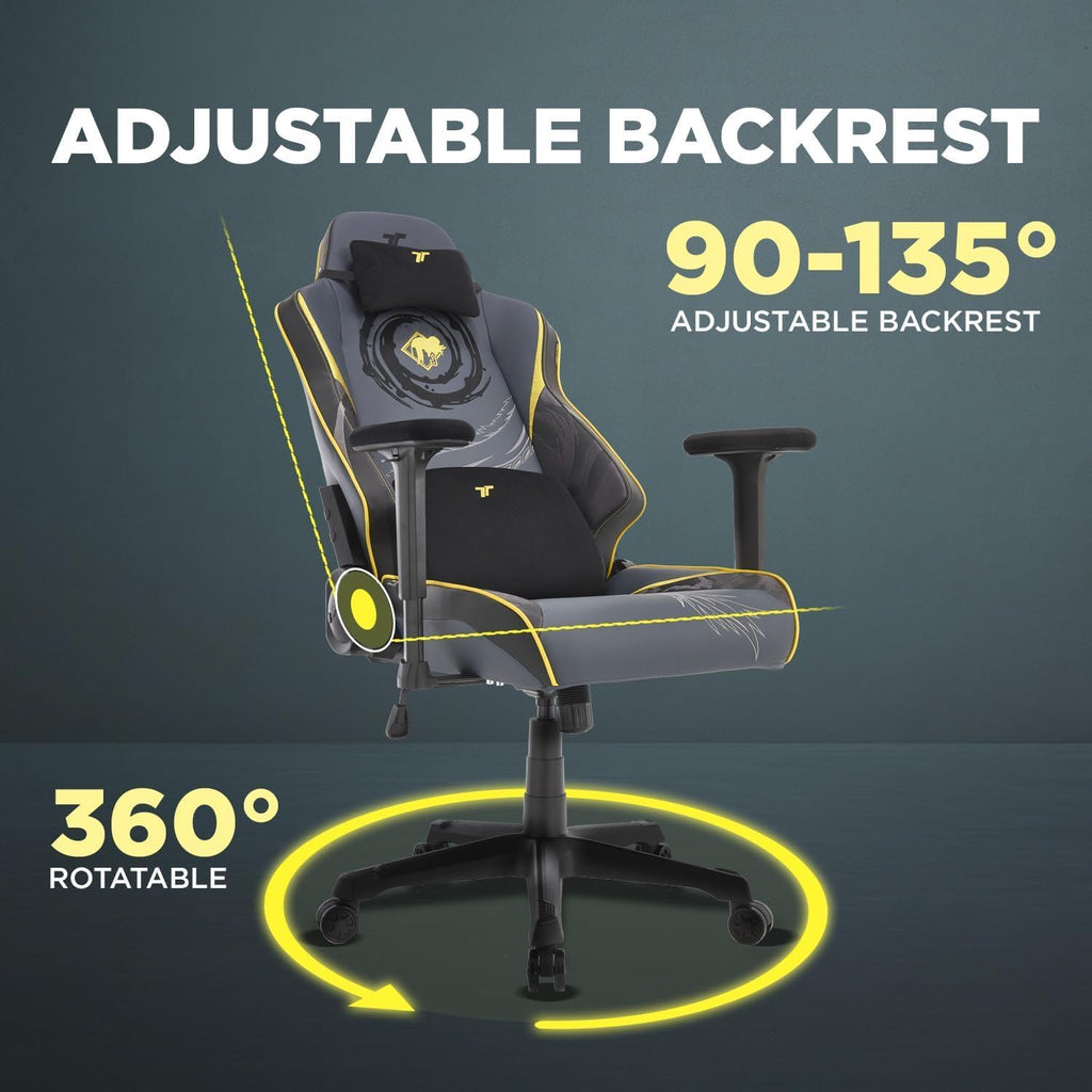 TTRACING Guardian Jujutsu Kaisen Geto Ergonomic Gaming Chair: Built-in Lumbar Support - Widened Seat Base - High Density Foam Cushions - Adjustable 135 Degree Recline - 4D Armrests - PU Leather