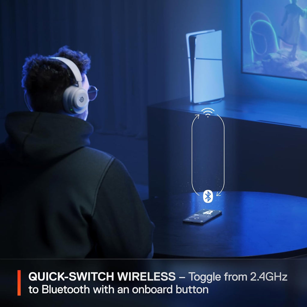 SteelSeries Arctis Nova 5 Wireless Multi-System Gaming Headset — White — Neodymium Magnetic Drivers — 100+ Audio Presets — 60 HR Battery — 2.4GHz or BT — Gen2.X Mic — PC, PS5, PS4, Switch, Mobile