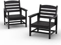 TenKa HDPE Patio Outdoor Furniture Set，Dining Table and Chairs,Outdoor Table with Umbrella Hole, Outdoor Dining Set for Garden, Backyard, Lawn, and Poolside (Black, 2 Chairs)