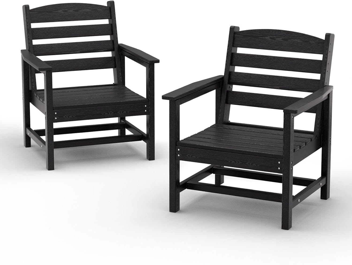 TenKa HDPE Patio Outdoor Furniture Set，Dining Table and Chairs,Outdoor Table with Umbrella Hole, Outdoor Dining Set for Garden, Backyard, Lawn, and Poolside (Black, 2 Chairs)