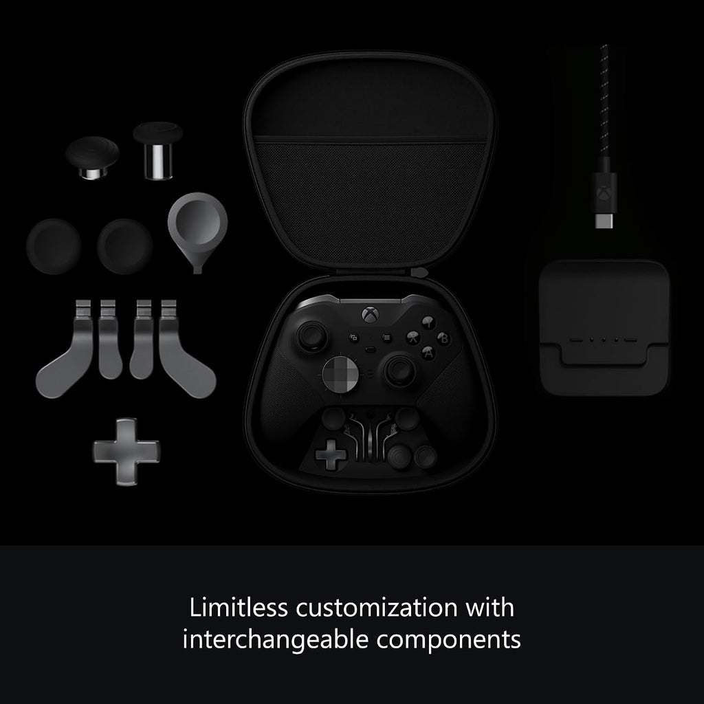 Xbox Wireless Gaming Controller | Elite Series 2 | Black | Xbox, PC, and Android | Adjustable Thumbsticks | Trigger Locks