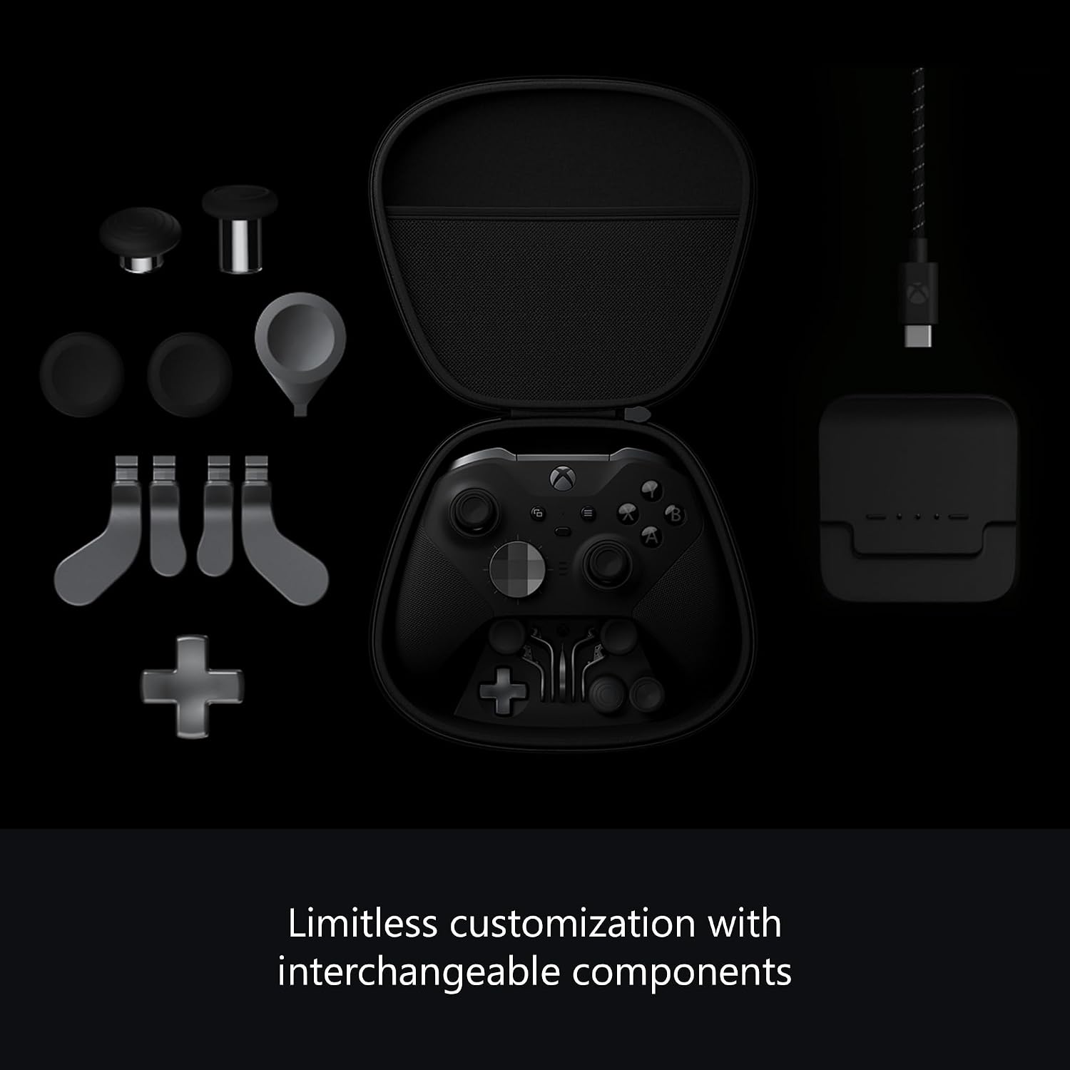 Xbox Wireless Gaming Controller | Elite Series 2 | Black | Xbox, PC, and Android | Adjustable Thumbsticks | Trigger Locks