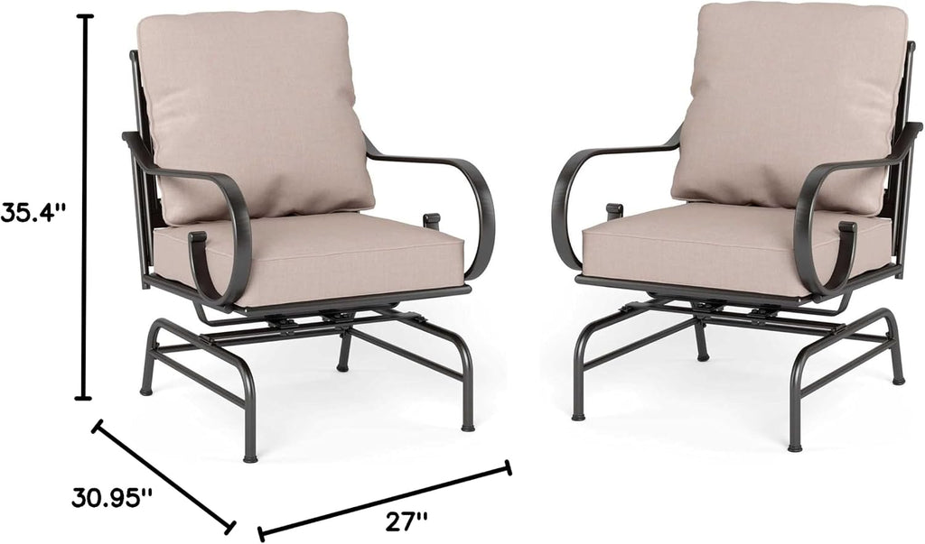 Sophia & William Extra Large & High Back Patio Furniture Set Metal Modern Outdoor Conversation Sets with Motion Chairs