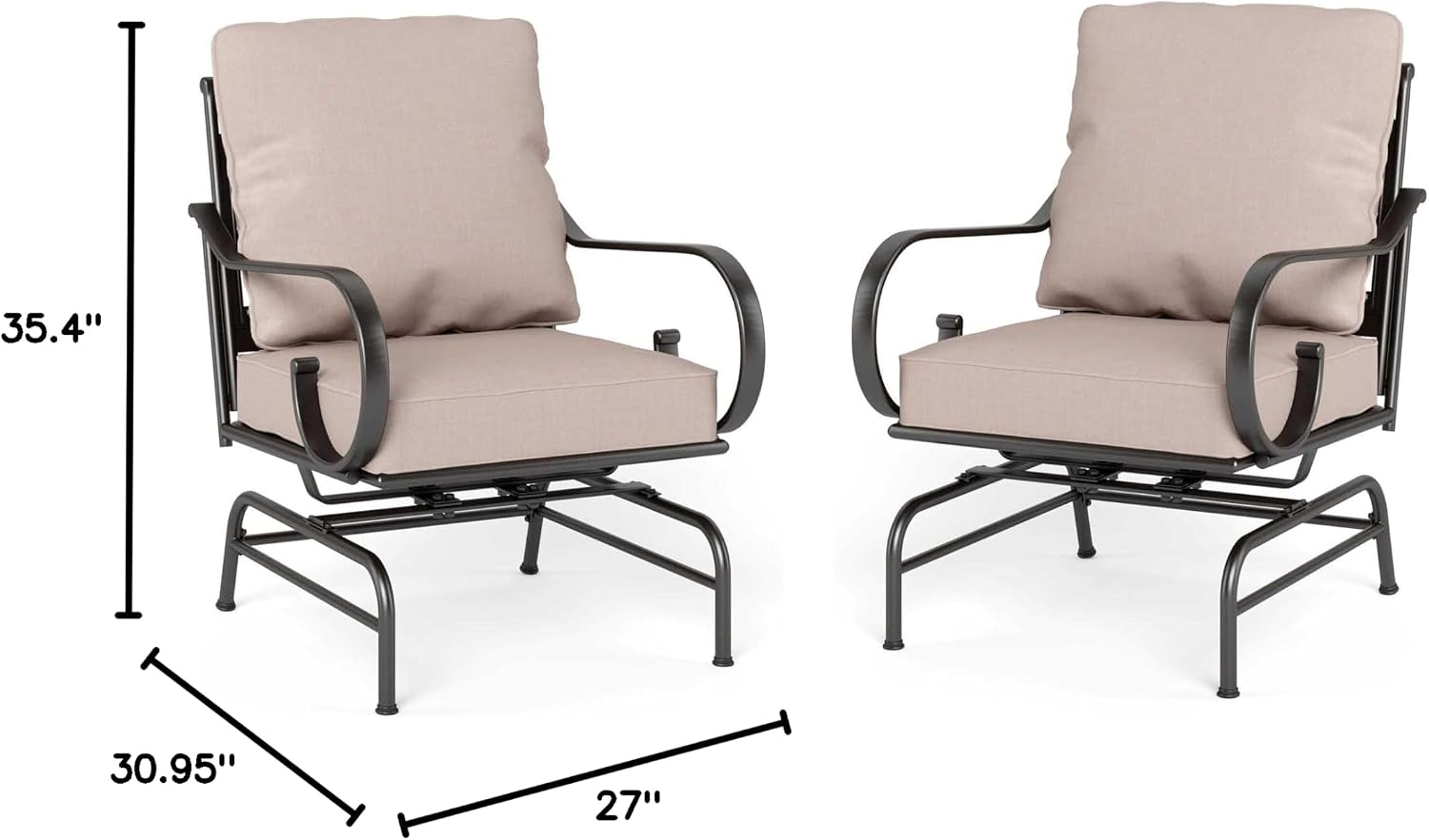 Sophia & William Extra Large & High Back Patio Furniture Set Metal Modern Outdoor Conversation Sets with Motion Chairs