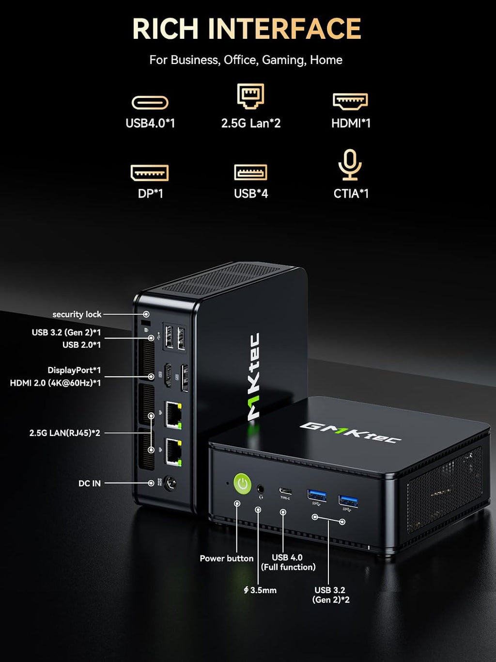 GMKtec M6 Ultra Gaming Mini PC Ryzen 7640HS (Upgraded 6600H/ 6800H), 32GB RAM DDR5 512GB SSD Dual NIC LAN 2.5GbE Desktop Computers Office Home, Triple 4K Display, WiFi 6, USB4, BT 5.2, DP, HDMI 2.0