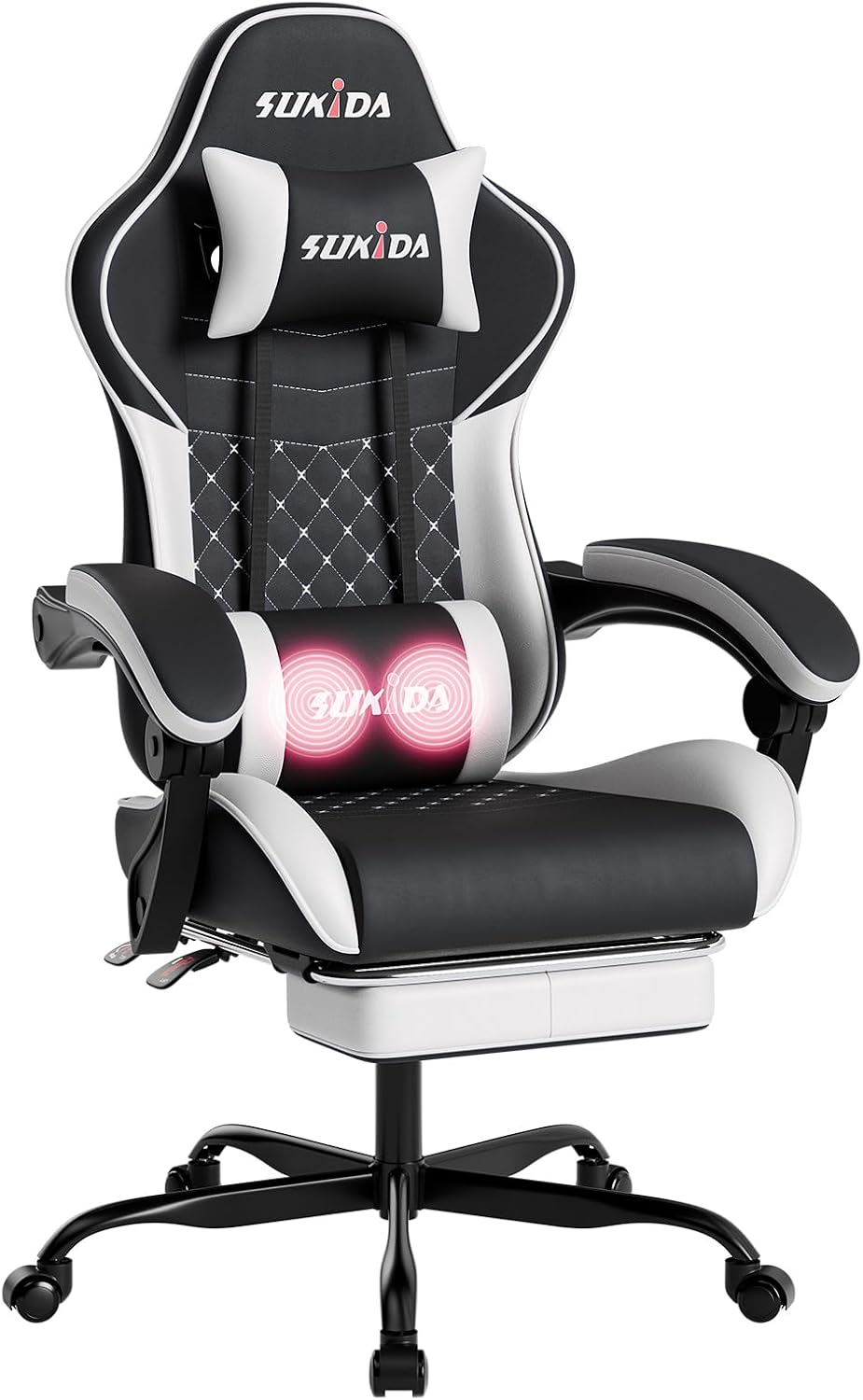 Ergonomic Video Gamer Chairs Gaming Computer Chair Gamer Chairs for Adults Massage Lumbar Support Swivel Height Adjustable Headrest Backrest
