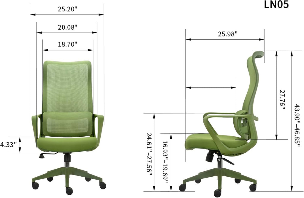 High Back Ergonomic Colorful Office Chair, Breathable Nylon Mesh Desk Chair with Adjustable Lumbar Support, 300LBS Swivel Rolling Computer Chair for Home Office Work(Americana, Green)