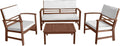 FDW 4-Piece Patio Conversation Set Acacia Wood Outdoor Sofa & Chairs with Coffee Table, Water-Resistant Cushions for Backyard, Garden, Balcony, Porch, Deck, Poolside, Beach Chat Set
