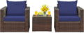 HAPPYGRILL 3-Piece Patio Furniture Set PE Rattan Wicker Sofa Set with Cushions and Coffee Table Outdoor Patio Conversation Set for Garden Poolside Balcony