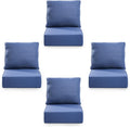 6' Thick Outdoor Cushion, 24*24*6' Patio Furniture Cushions with Waterproof Patio Furniture Cushions with Removable Cover, 28D High Density Patio Cushion for Outdoor Furniture, Blue-4pcs