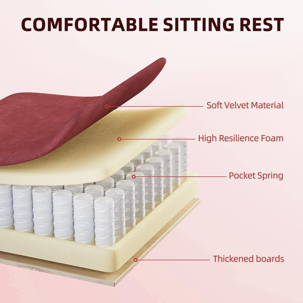 Ferghana Velvet Fabric Gaming Chair, High Back Ergonomic Gamer Chair for Adult, Comfortable Video Game Chair with Footrest and Massage Lumbar Cushion, Racing Reclining Office Computer Desk Chair Red