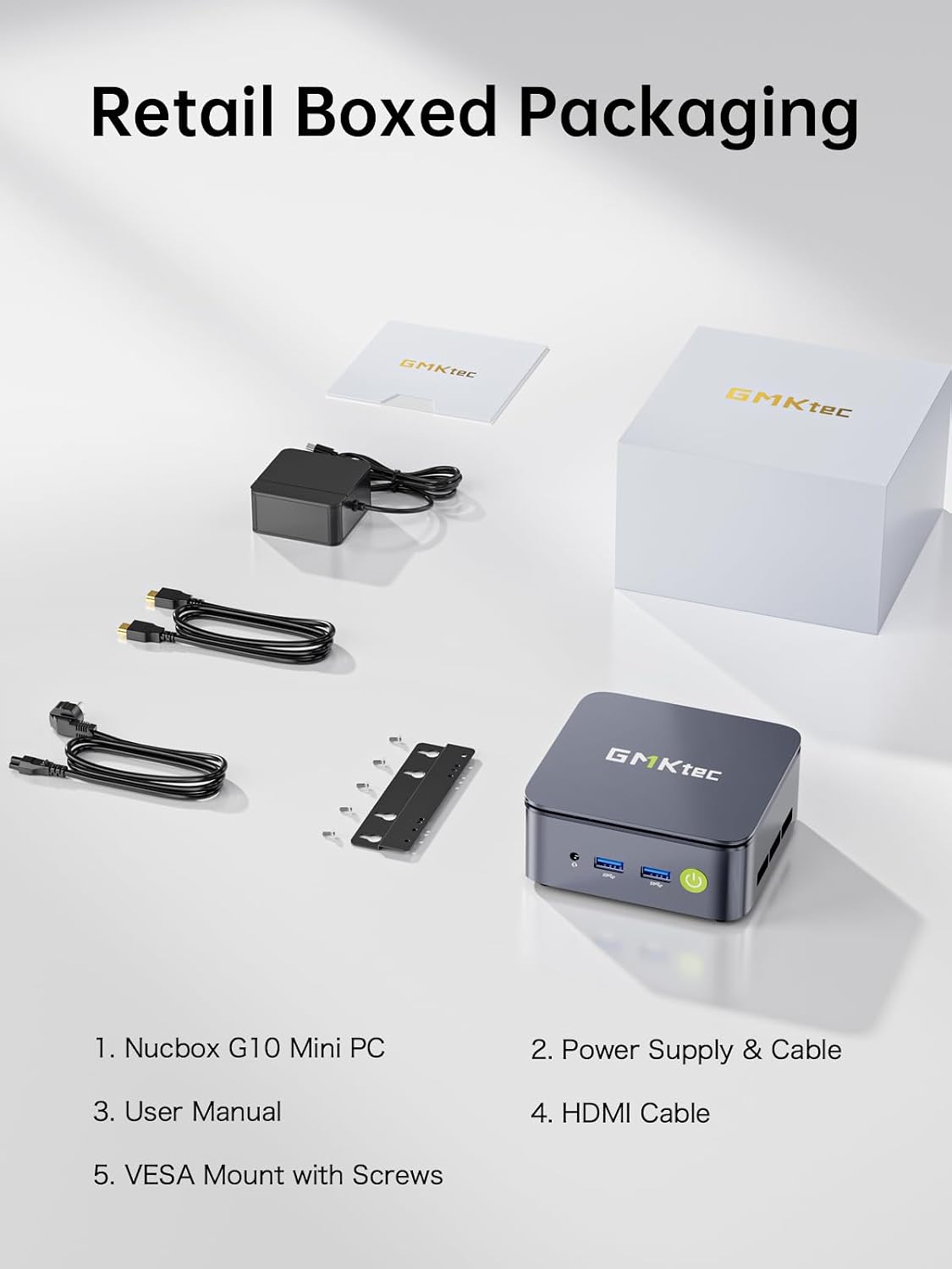 GMKtec Mini PC Ryzen 5 3500U 1TB SSD 16GB(8 * 2) DDR4 2.5GbE NIC LAN Office Home Desktop Computers, HTPC Proxmox, HDMI 2.1, USB-C, DP Triple 4K Display Nucbox G10 Black