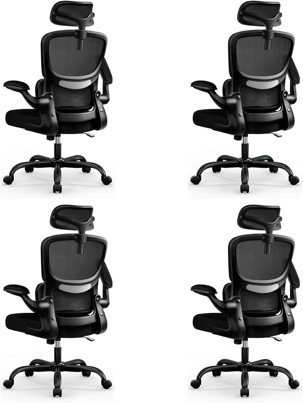 BESTFAIR High Back Ergonomic Office Chair, Breathable Mesh Desk Chair with Lumbar Support, Adjustable Headrest, Flip-up Armrests, Computer Gaming Chair