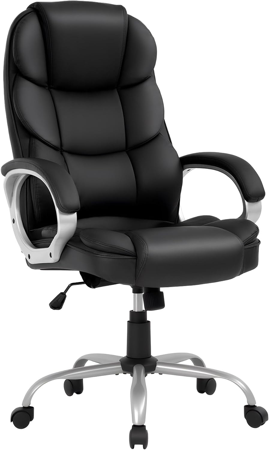 FDW Office Chair Computer High Back Adjustable Ergonomic Desk Chair Executive PU Leather Swivel Task Chair with Armrests Lumbar Support (Dark Black)