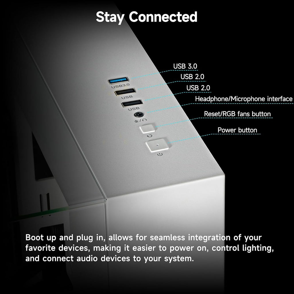 Gaming PC Desktop Computer - Ryzen 5 5600, Radeon RX 6500XT 4GB, 16GB DDR4 RAM, 512G NVME 3.0 SSD, WiFi 6 (White)