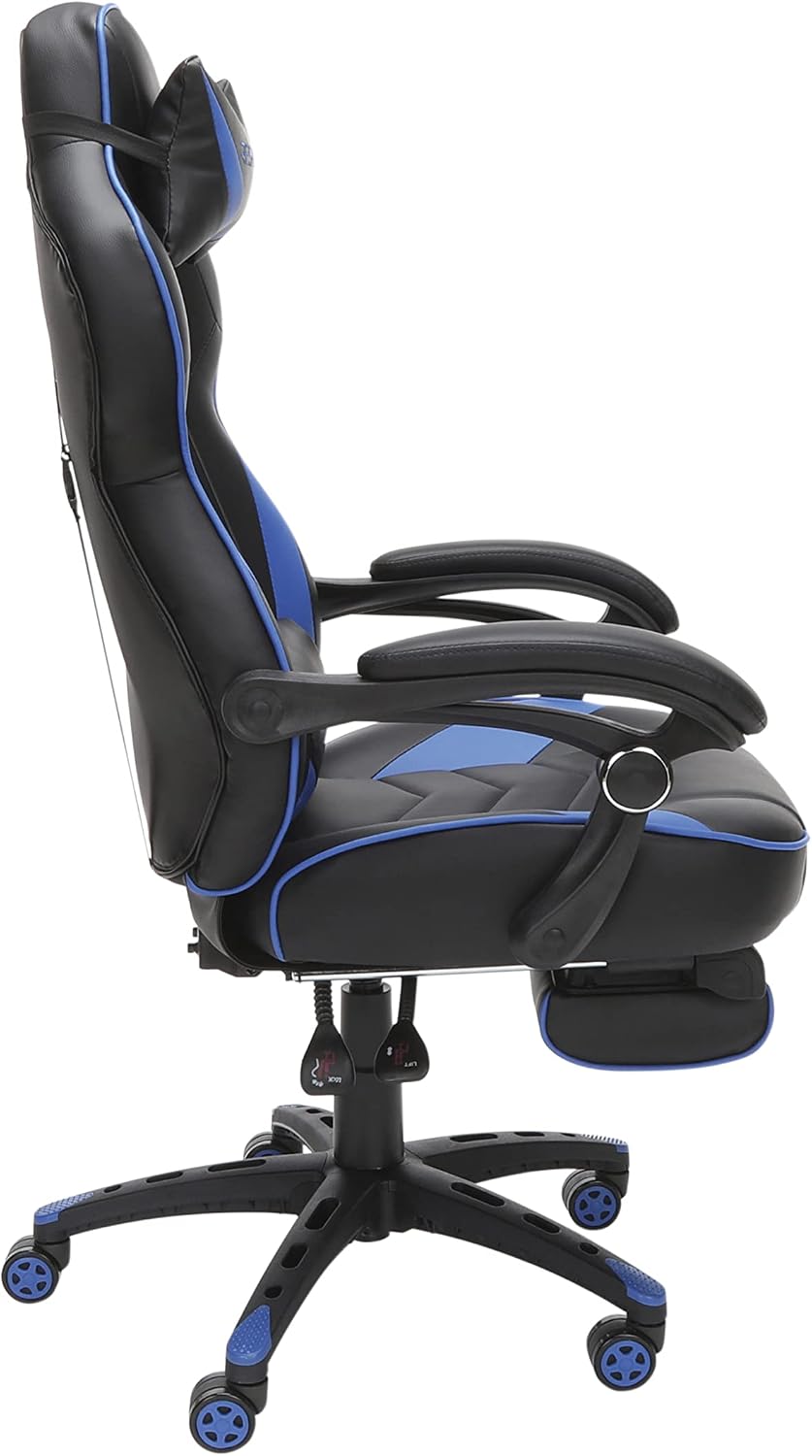 RESPAWN 110 Ergonomic Gaming Chair with Footrest Recliner - Racing Style High Back PC Computer Desk Office Chair - 360 Swivel, Adjustable Lumbar Support, Headrest Pillow, Padded Armrests - 2019 Blue