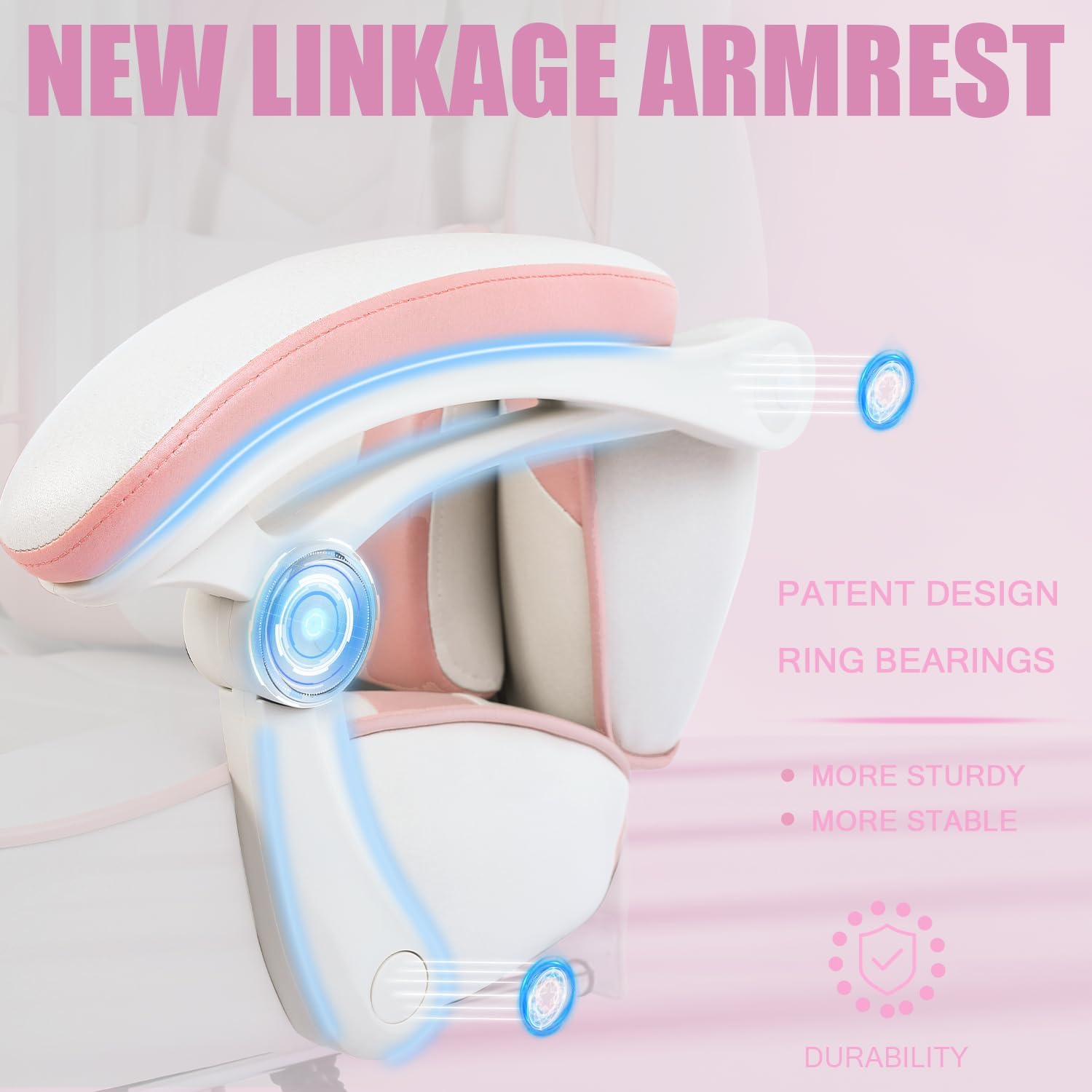 Vonesse Pink Gaming Chair, Big and Tall Gaming Chair with Footrest and Massage, Gaming Chairs for Adults with Lumbar Support, Ergonomic High Back Computer Chair with Pocket Spring Cushion (White/Pink)