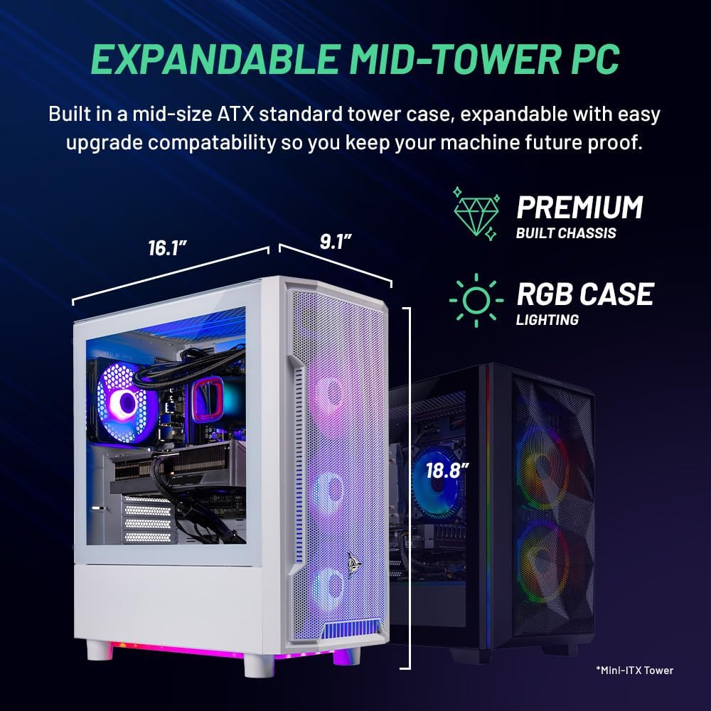 Skytech Gaming Archangel Gaming PC, AMD Ryzen 7 7800X3D 4.2GHz, NVIDIA RTX 5060 Ti 16GB, 1TB Gen4 NVMe SSD, 32GB DDR5 RAM 6000, 650W Gold PSU, 360 ARGB AIO, Wi-Fi, Win 11, Desktop