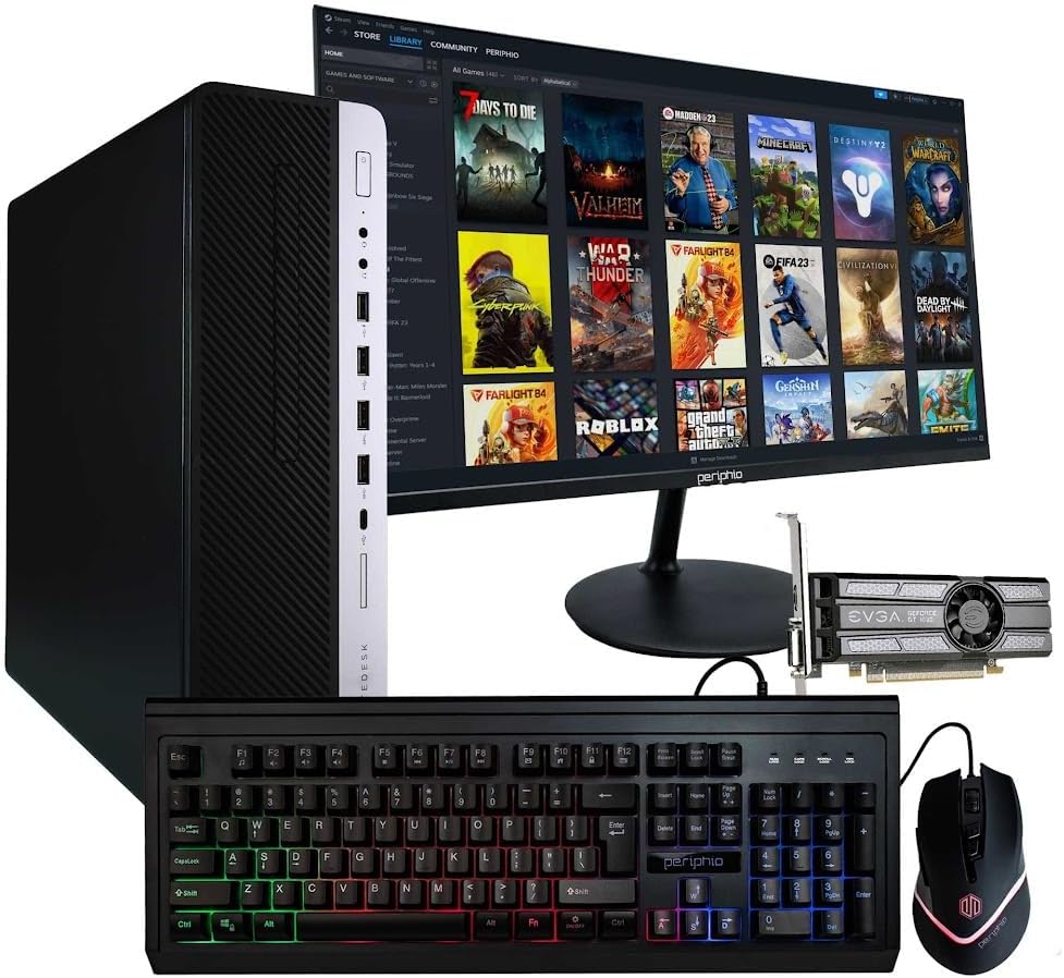HP Prebuilt Gaming Desktop Computer | Intel i5 + GeForce GT 1030 2GB GPU | 1080p Gaming PC | 16GB DDR4 RAM | 1TB SSD | Wi-Fi 5G + Bluetooth | Windows 11 Pro | New 24in LCD Monitor (Renewed)