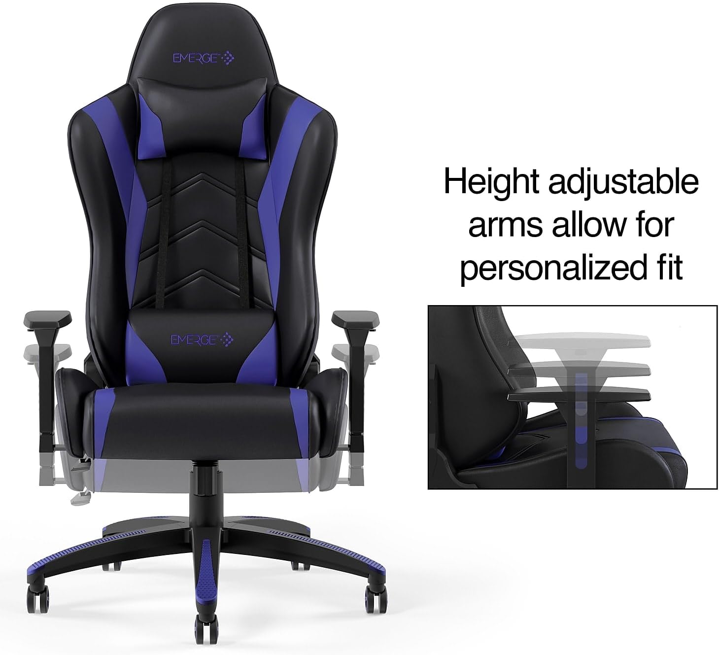 STAPLES Emerge Vartan Gaming Chair, Ergonomic, Adjustable Height, Swivel, Blue