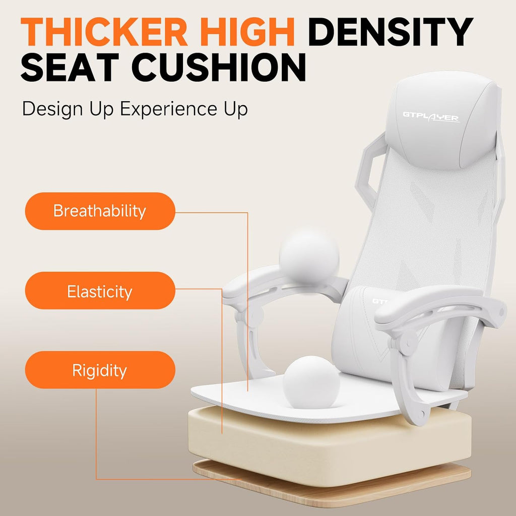 GTPLAYER Computer Chair with Adjustable Footrest, Ergonomic Gaming Chair with Headrest and Lumbar Support, Breathable Mesh Office Chair for Adults, High Back Reclining Desk Chair for Gaming and Office