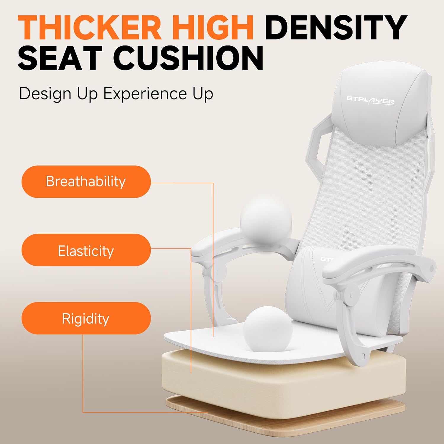 GTPLAYER Computer Chair with Adjustable Footrest, Ergonomic Gaming Chair with Headrest and Lumbar Support, Breathable Mesh Office Chair for Adults, High Back Reclining Desk Chair for Gaming and Office