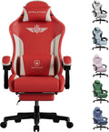 GTPLAYER Gaming Chair, Computer Office Chair Lumbar Support, Linkage Armrests and Footrest, Ergonomic Game Chair for Adults with Extended Backrest, Faux Leather, Red