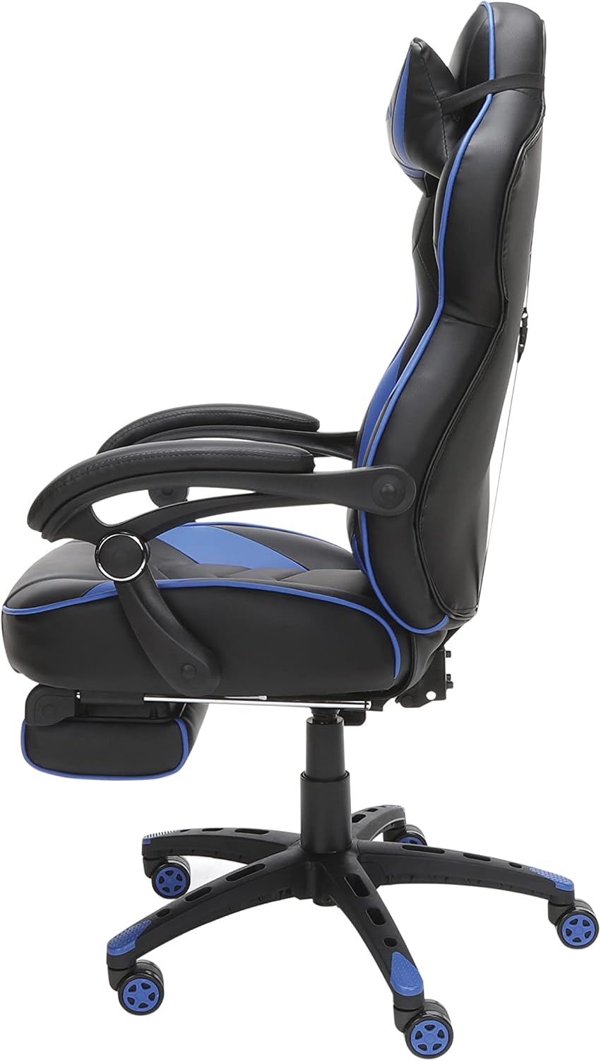 RESPAWN 110 Ergonomic Gaming Chair with Footrest Recliner - Racing Style High Back PC Computer Desk Office Chair - 360 Swivel, Adjustable Lumbar Support, Headrest Pillow, Padded Armrests - 2019 Blue