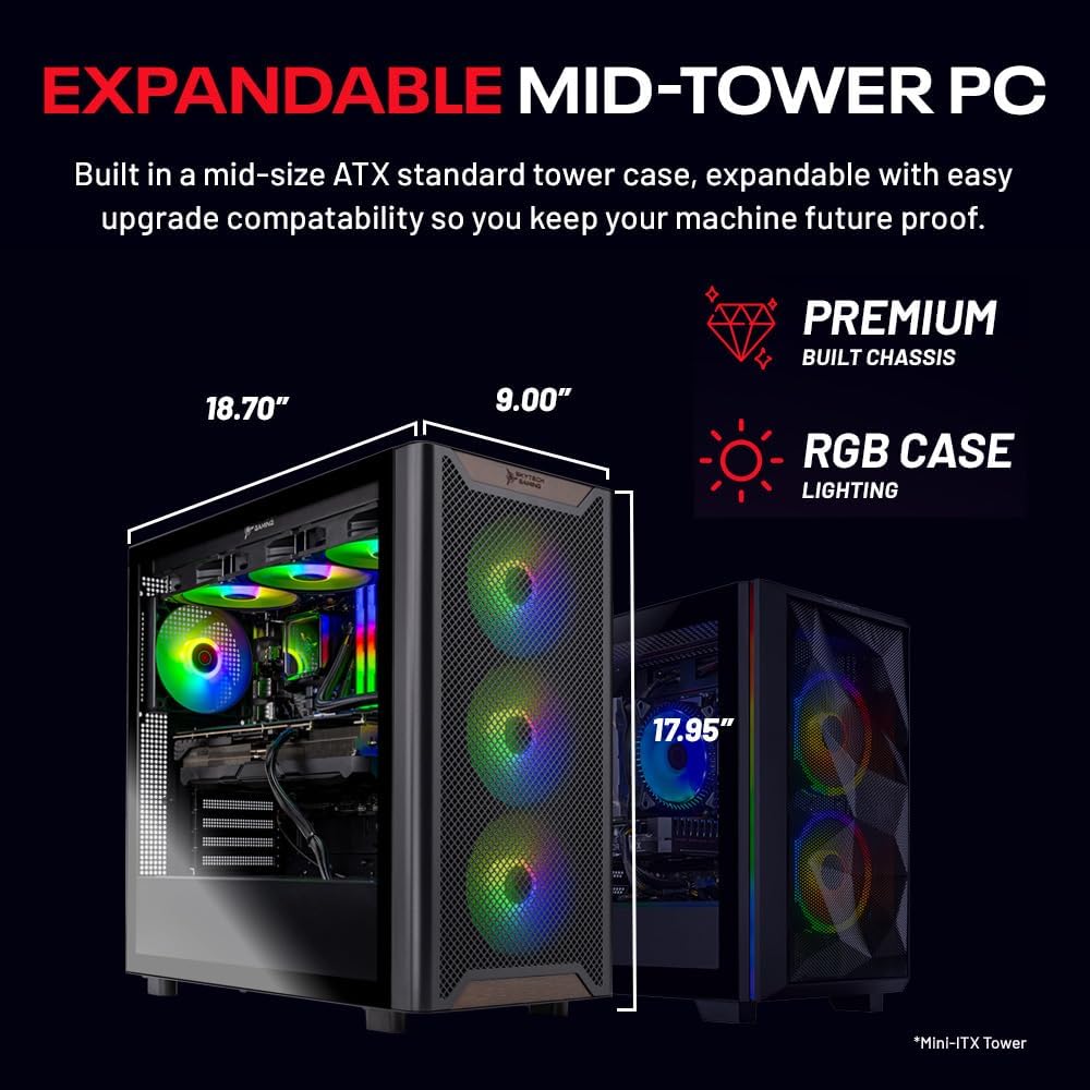 Skytech Gaming Chronos 3 Gaming PC, AMD Ryzen 5 5500 3.6GHz, AMD RX 9060 8GB VRAM, 1TB NVMe SSD, 16GB DDR4 RAM 3200, 650W Gold PSU, WI-FI 5, Windows 11, Desktop