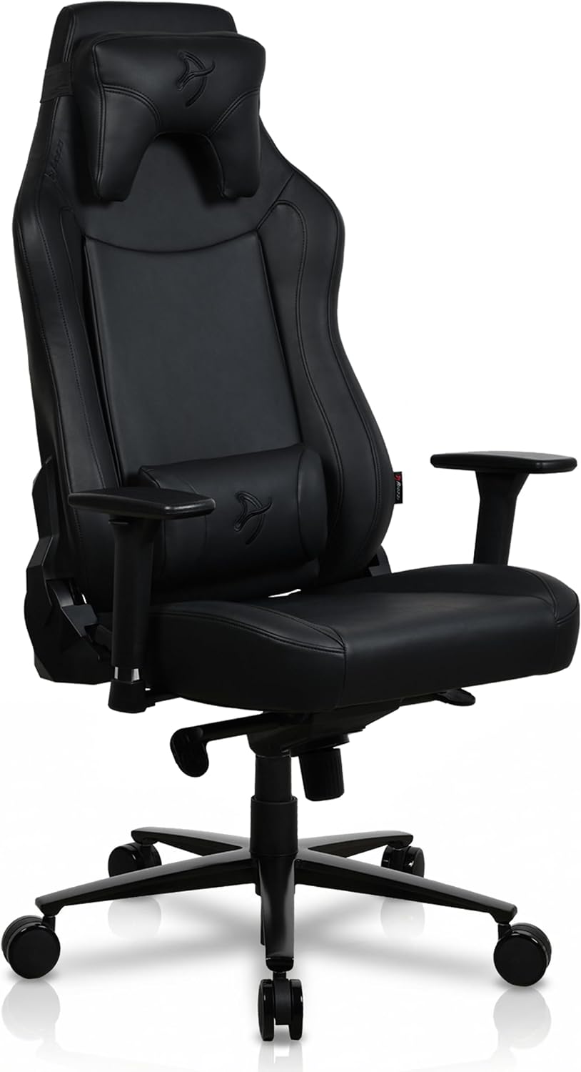Arozzi Vernazza XL Soft PU Ergonomic Computer Gaming/Office Chair with High Backrest, Recliner, Swivel, Tilt, Rocker, Adjustable Height and Adjustable Lumbar and Neck Support - Pure Black