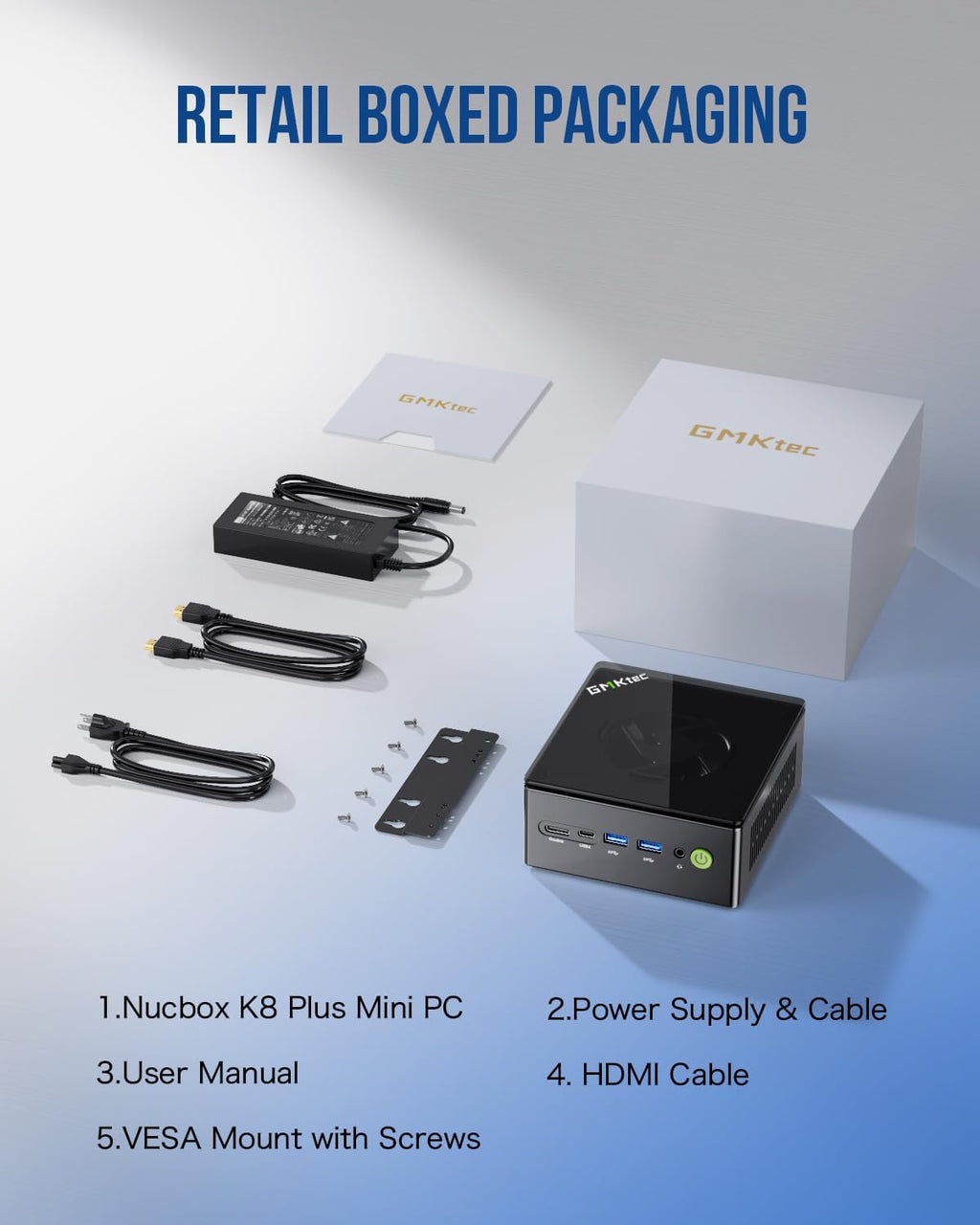 GMKtec Gaming Mini PC K8 Plus AMD Ryzen 7 8845HS(8C/16T, up to 5.1GHz) 32GB DDR5 RAM 2TB SSD, Desktop Computer Dual NIC 2.5G, HDMI 2.1, USB4