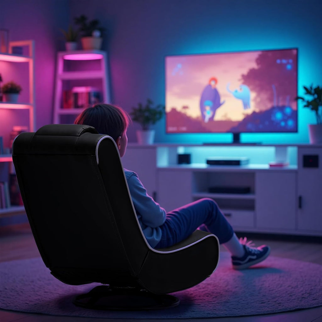 GTPLAYER Floor Gaming Chair Foldable Swivel Floor Chairs for Kids Boys Comfy Video Game Seat with 360° Multipurpose for Gamers, Bedroom or Game Room (Purple)