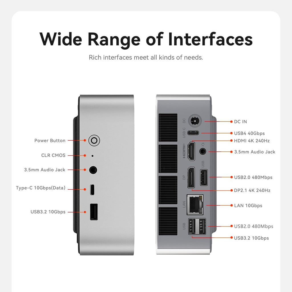 Beelink SER9 MAX Mini PC, AMD Ryzen 7 H 255(4nm, 8C/16T) up to 4.9GHz, Mini Computer 64GB DDR5 RAM 1TB M.2 NVME SSD, Desktop PC 4K@240Hz Triple Display/USB4/WiFi6/BT5.2/10Gbps/W-11 Pro