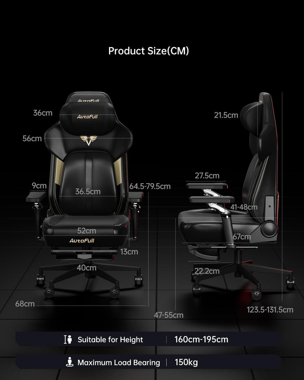 AutoFull M6 Ergonomic Gaming Chair – with 3rd-Gen Dynamic Lumbar Support, Lumbar & Leg Massage, Ventilated & Heated Seat, 360° Mechanical Armrests, Retractable Footrest (Black)