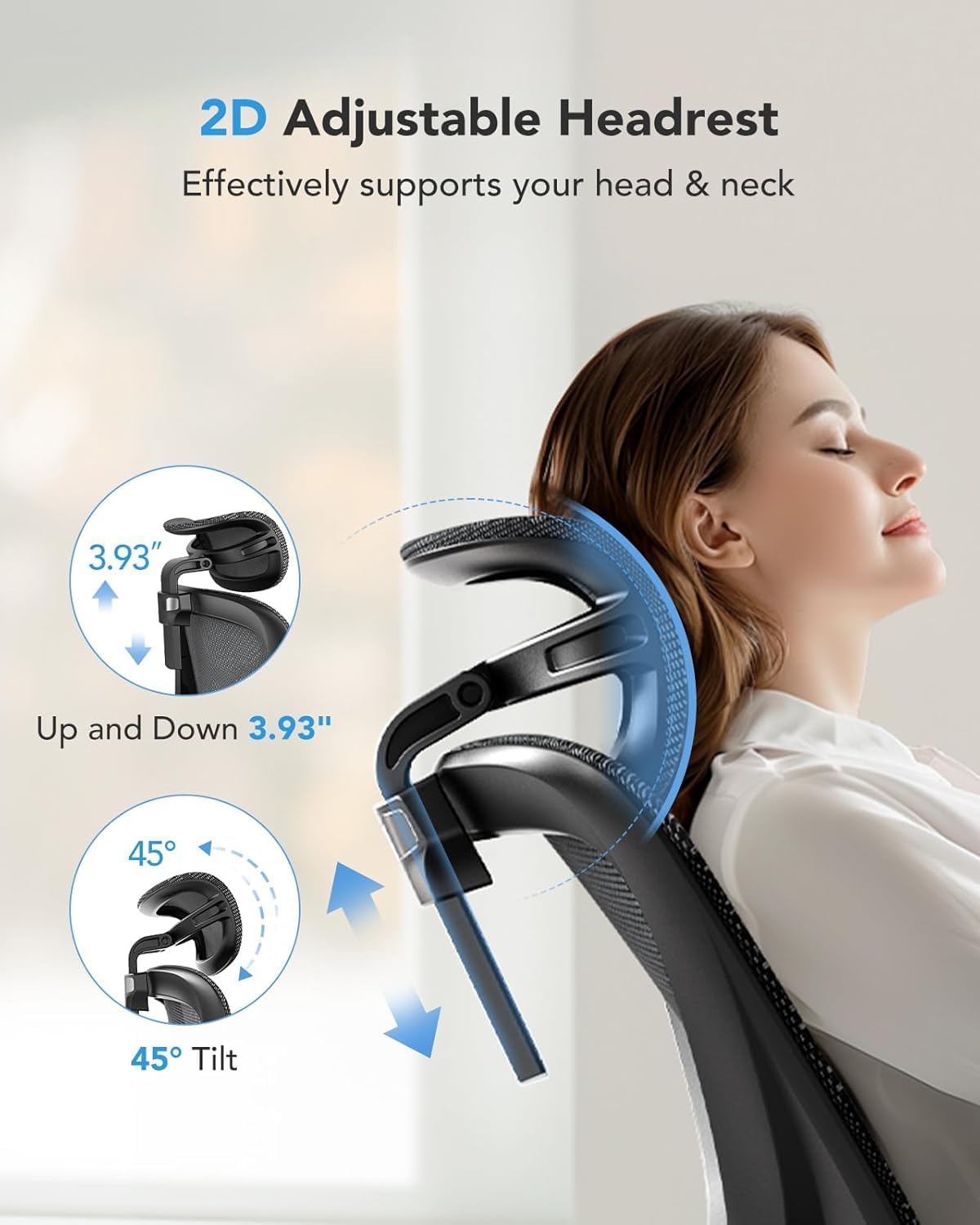 HUANUO Ergonomic Mesh Office Chair with 5-Level Lumbar Support, Computer Gaming Chair with Adjustable Headrest & Armrests, Rocking Tilt, Comfortable High Back Desk Chair for Home Office,4 Pack