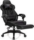 GYMAX Gaming Chair, Ergonomic Computer Chair with Footrest, Linkage Armrests & Lumbar Cushion, Big Wide High Back Video Gaming Chair, Reclining Office Rolling Chair for Adult/Teens (Black)