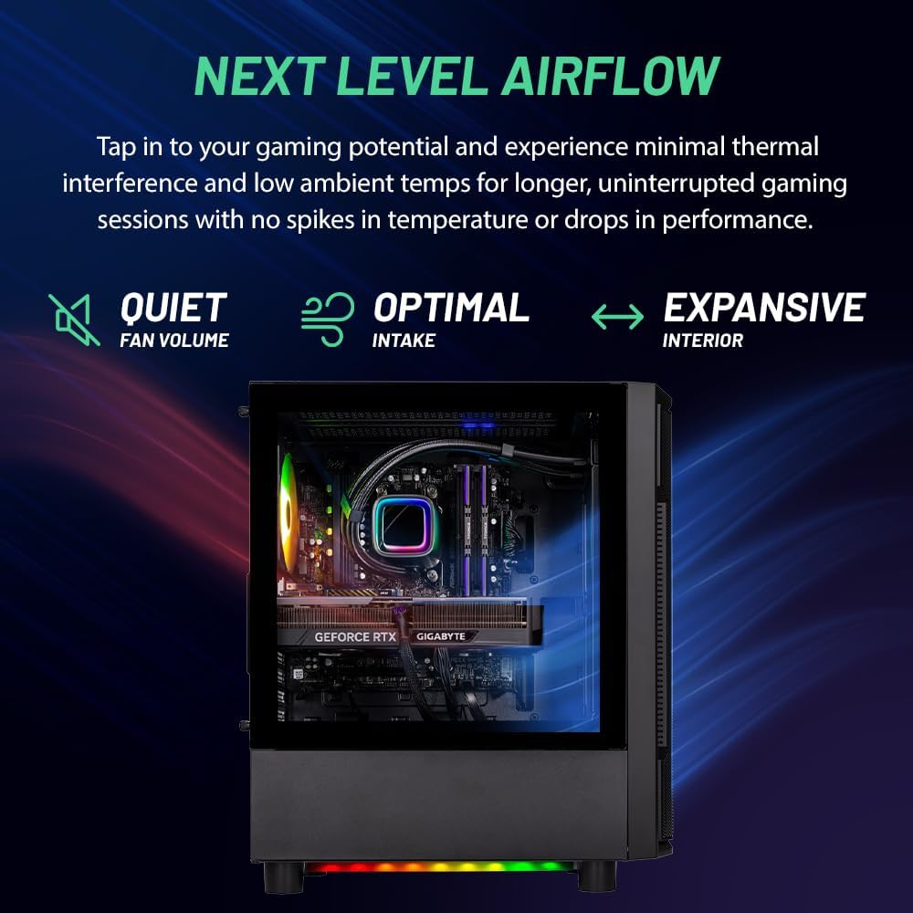 Skytech Gaming Shadow Gaming PC Desktop – AMD Ryzen 7 5700X 3.4 GHz, NVIDIA RTX 4060, 1TB NVME SSD, 16GB DDR4 RAM 3200, 600W Gold PSU, 11AC Wi-Fi, Windows 11 Home 64-bit,Black