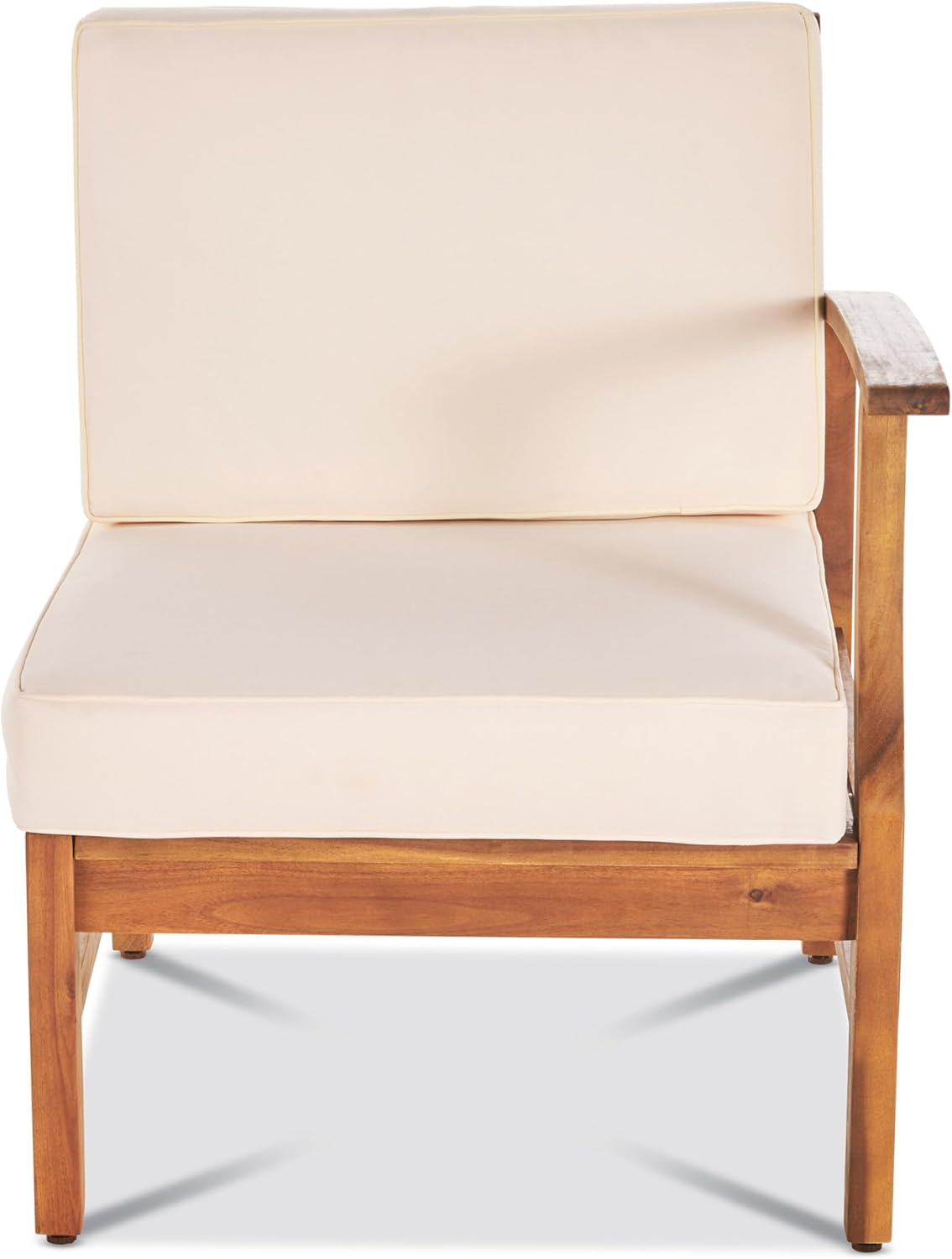 Christopher Knight Home Perla 5 Piece Patio Furniture Set, 5 Seater Acacia Wood Outdoor Corner Sofa Set, Patio Sectional Sofa Couch with Water Resistant Cushions, Teak+Cream